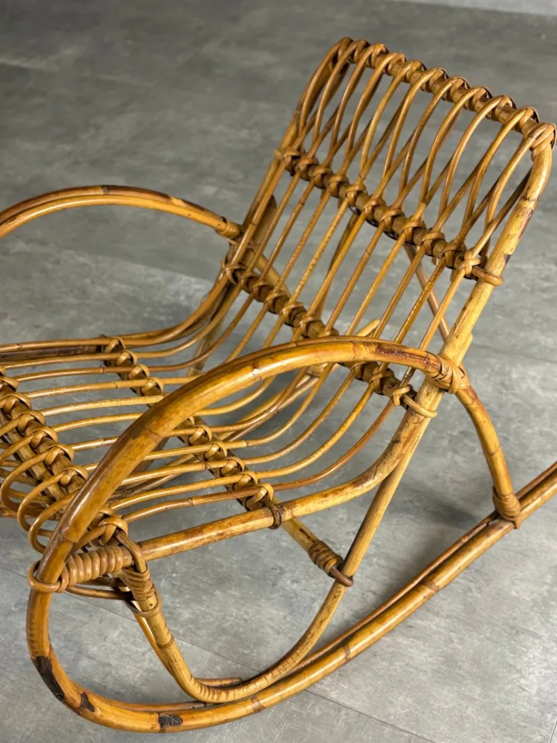 Pamono Vintage Childrens Wicker Rocking Chair, 1960s> Children's Chairs