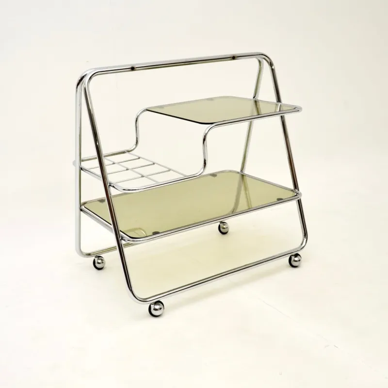 Sale Pamono Vintage Chrome and Glass Drinks Trolley, 1970s