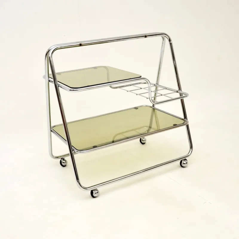 Sale Pamono Vintage Chrome and Glass Drinks Trolley, 1970s