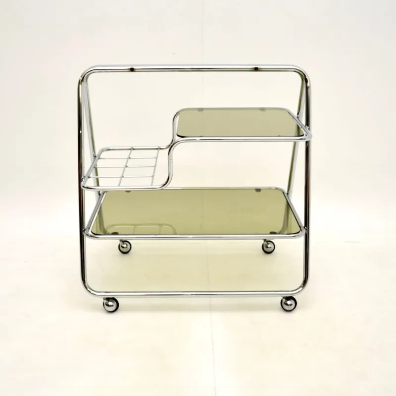 Sale Pamono Vintage Chrome and Glass Drinks Trolley, 1970s