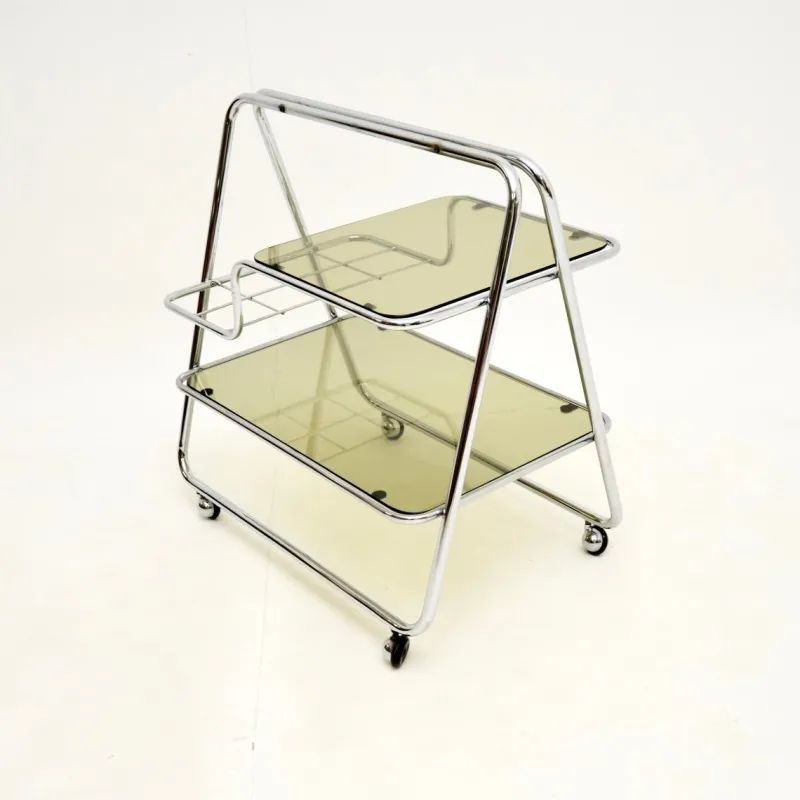 Sale Pamono Vintage Chrome and Glass Drinks Trolley, 1970s