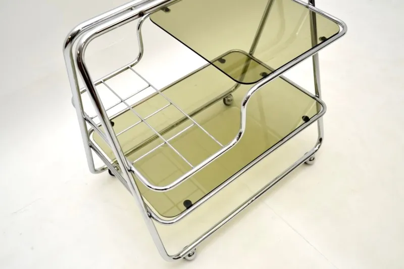 Sale Pamono Vintage Chrome and Glass Drinks Trolley, 1970s