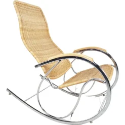 Pamono Vintage Chrome and Wicker Rocking Chair, 1970s