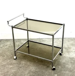 Clearance Pamono Vintage Chrome Drinks Trolley with Smoked Glass, 1980s