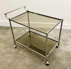 Clearance Pamono Vintage Chrome Drinks Trolley with Smoked Glass, 1980s