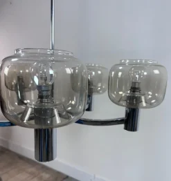 Online Pamono Vintage Chrome Metal Chandelier attributed to Gaetano Scolari, 1970s