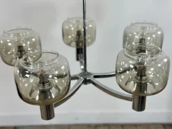 Online Pamono Vintage Chrome Metal Chandelier attributed to Gaetano Scolari, 1970s