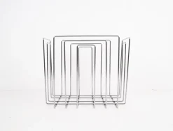 Pamono Vintage Chrome-Plated Magazine Rack in the of Style Willi Glaeser for TMP, 1980s> Magazine Racks