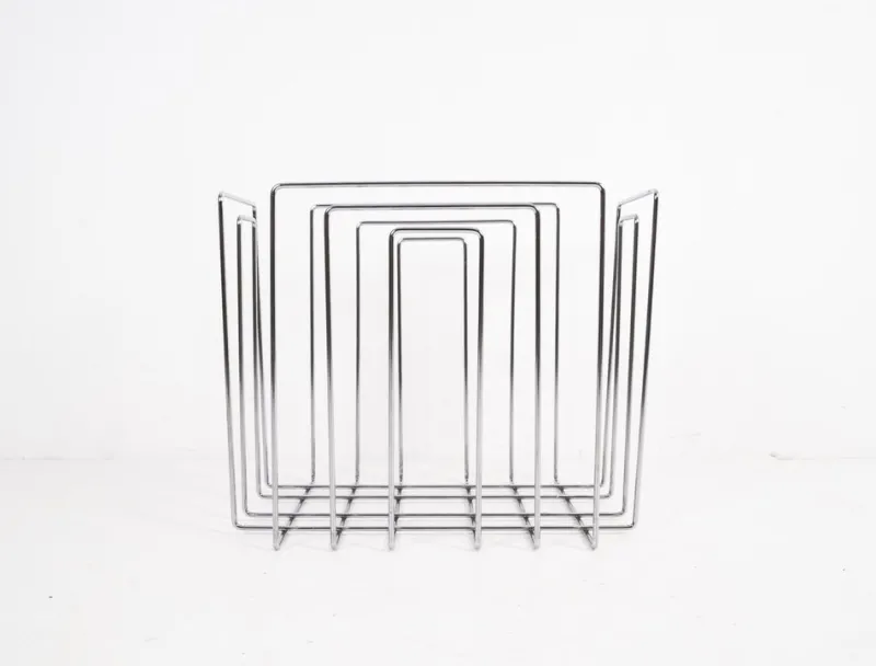 Pamono Vintage Chrome-Plated Magazine Rack in the of Style Willi Glaeser for TMP, 1980s> Magazine Racks