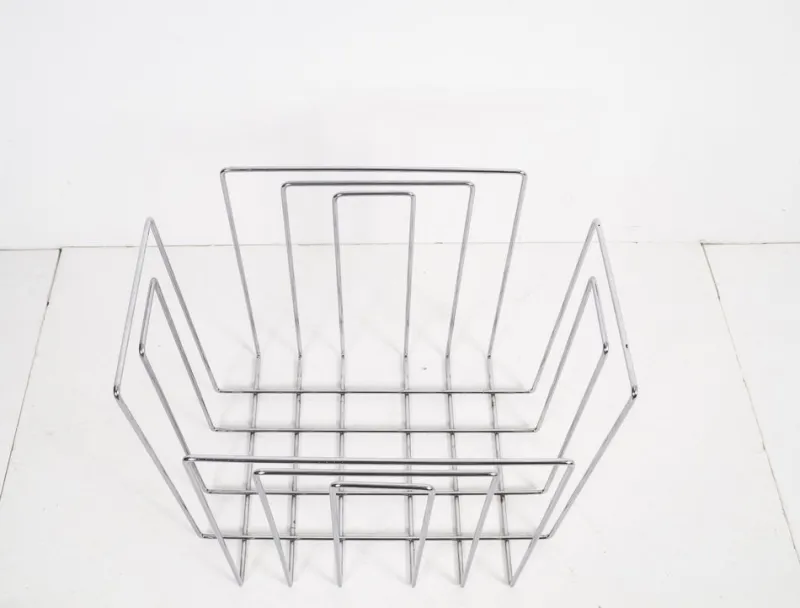 Pamono Vintage Chrome-Plated Magazine Rack in the of Style Willi Glaeser for TMP, 1980s> Magazine Racks