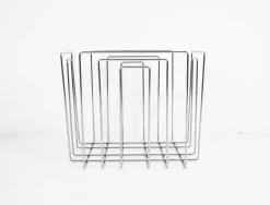 Pamono Vintage Chrome-Plated Magazine Rack in the of Style Willi Glaeser for TMP, 1980s><noscript><img width=