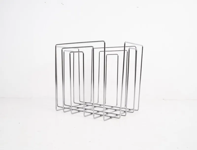 Pamono Vintage Chrome-Plated Magazine Rack in the of Style Willi Glaeser for TMP, 1980s> Magazine Racks
