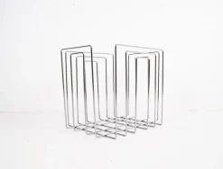 Pamono Vintage Chrome-Plated Magazine Rack in the of Style Willi Glaeser for TMP, 1980s><noscript><img width=