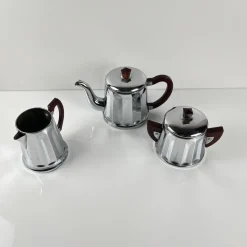 Pamono Vintage Chrome-Plated Metal and Bakelite Coffee Set, 1930s, Set of 3