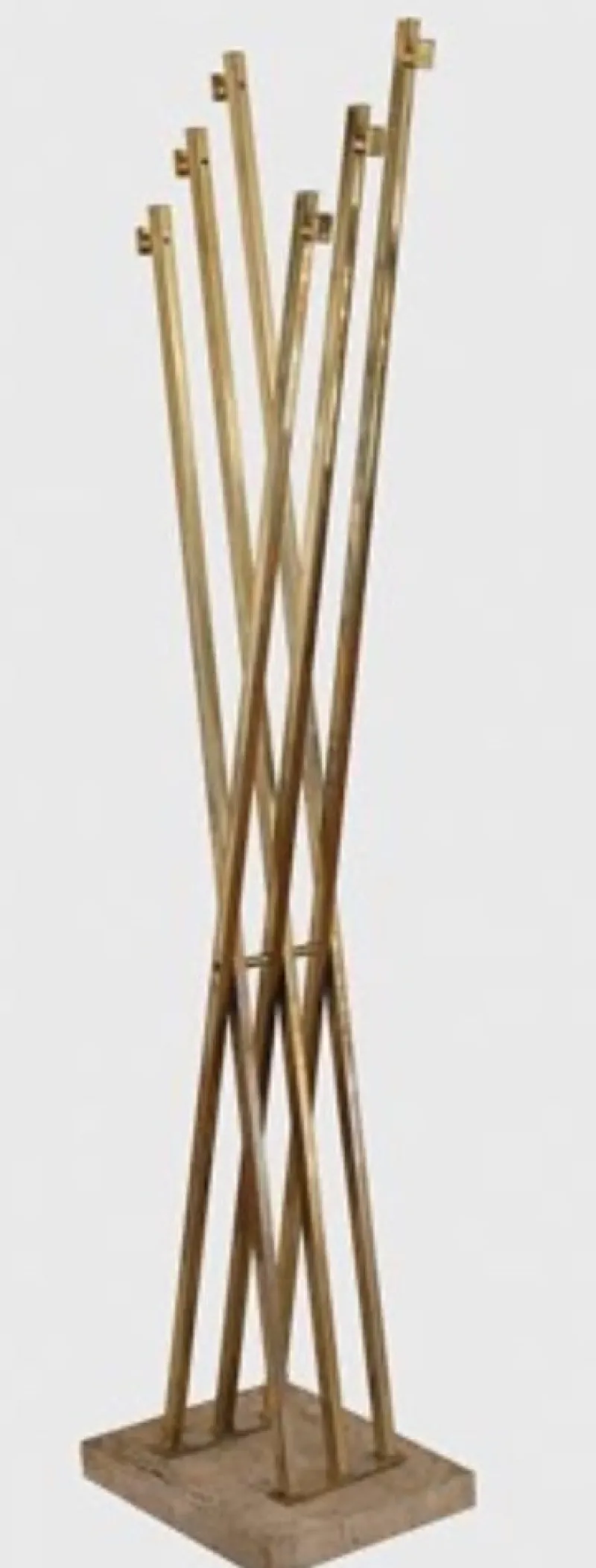 Pamono Vintage Coat Rack in Gold-Plated Metal and Travertine Marble, 1970s> Racks, Hooks & Valets
