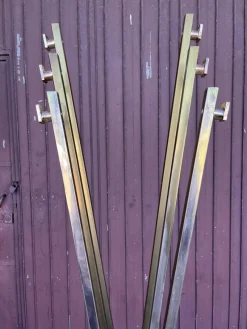 Pamono Vintage Coat Rack in Gold-Plated Metal and Travertine Marble, 1970s><noscript><img width=