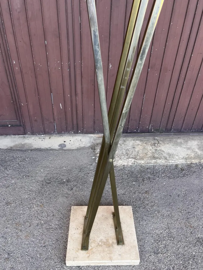 Pamono Vintage Coat Rack in Gold-Plated Metal and Travertine Marble, 1970s> Racks, Hooks & Valets