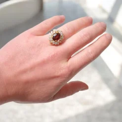 Pamono Vintage Cocktail Ring with Tourmaline and Diamonds> Rings