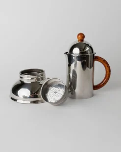 Pamono Vintage Coffee Service in Stainless Steel with Brown Details from Inoxpran, Italy, 1980s, Set of 5><noscript><img width=