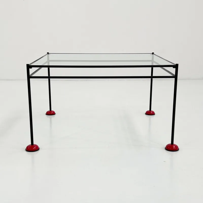 Pamono Vintage Coffee Table in Glass and Metal from Gamma, 1980s> Coffee & Side Tables