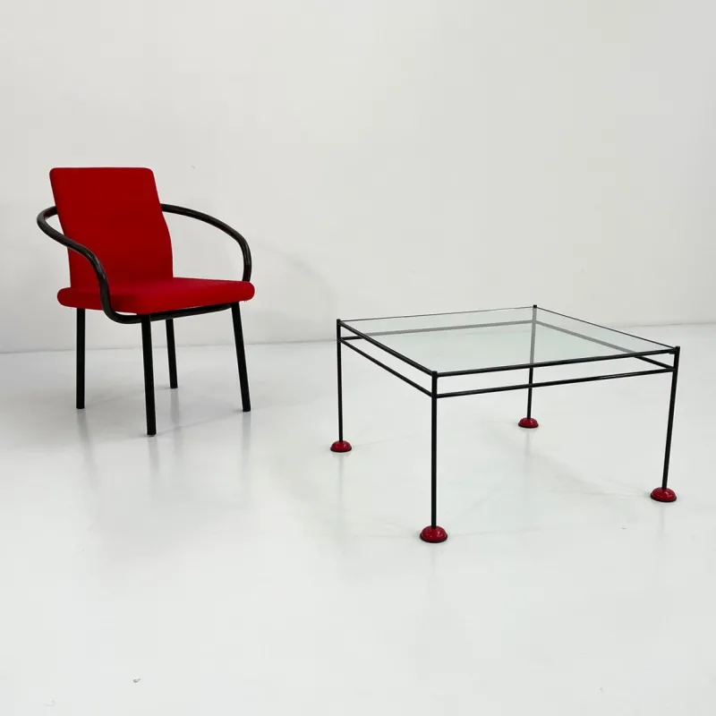 Pamono Vintage Coffee Table in Glass and Metal from Gamma, 1980s> Coffee & Side Tables