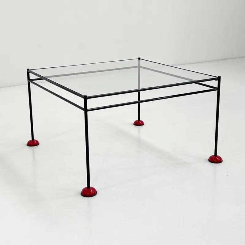 Pamono Vintage Coffee Table in Glass and Metal from Gamma, 1980s> Coffee & Side Tables