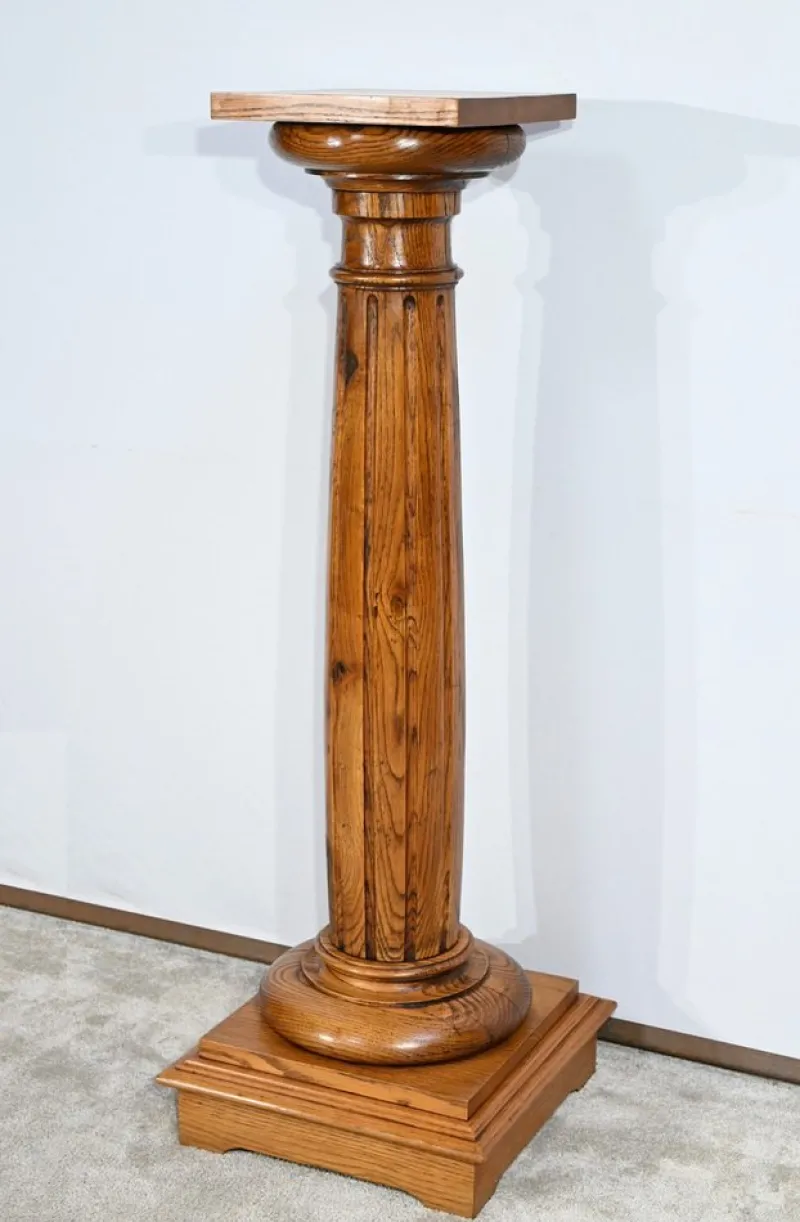 Pamono Vintage Column in Oak, 1900> Pedestals And Columns