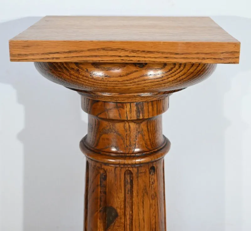 Pamono Vintage Column in Oak, 1900> Pedestals And Columns