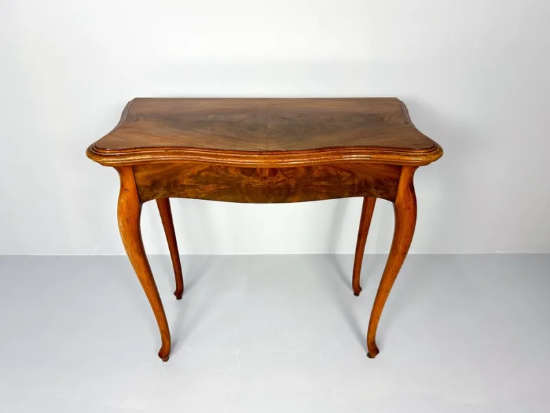 Discount Pamono Vintage Console or Game Table in Mahogany Veneer and Green Felt, 1920s