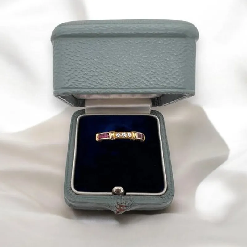 Pamono Vintage Contessa Wedding Ring in Yellow and White Gold, Diamonds, Rubies by Cartier, 1990s> Rings