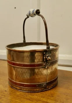 Pamono Vintage Copper and Brass Wine Cooler, 1930><noscript><img width=