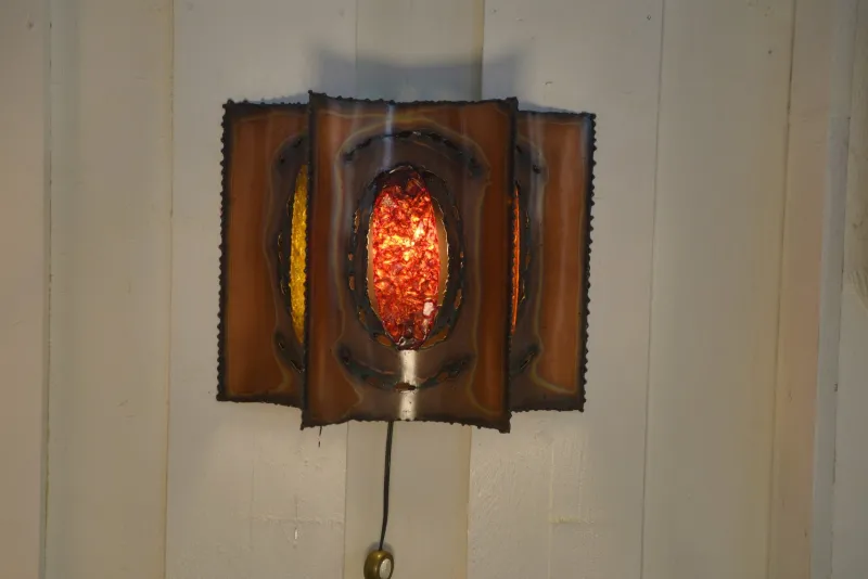 Pamono Vintage Copper and Resin Wall Light from Accolay, 1950s> Wall Lights & Sconces