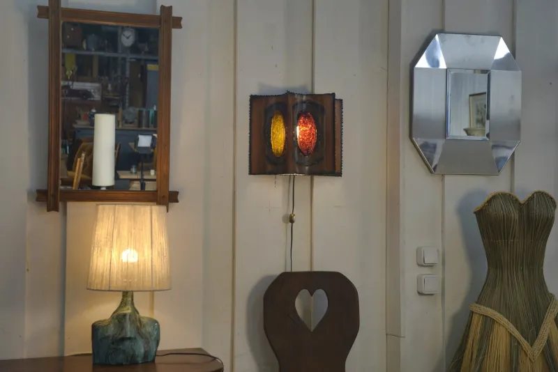 Pamono Vintage Copper and Resin Wall Light from Accolay, 1950s> Wall Lights & Sconces
