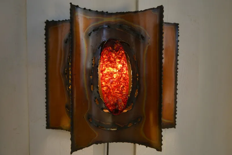 Pamono Vintage Copper and Resin Wall Light from Accolay, 1950s> Wall Lights & Sconces