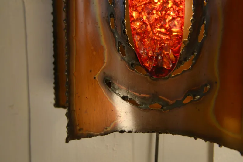Pamono Vintage Copper and Resin Wall Light from Accolay, 1950s> Wall Lights & Sconces