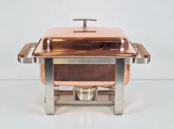 Pamono Vintage Copper-plated Stainless Steel Spring Chafing Dish, Switzerland, 1980s><noscript><img width=