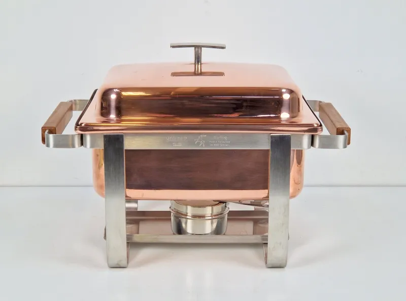 Pamono Vintage Copper-plated Stainless Steel Spring Chafing Dish, Switzerland, 1980s> Dinnerware Accessories