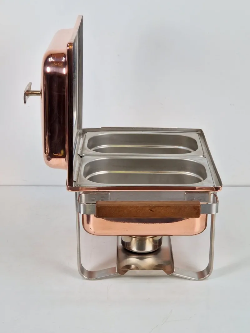 Pamono Vintage Copper-plated Stainless Steel Spring Chafing Dish, Switzerland, 1980s> Dinnerware Accessories
