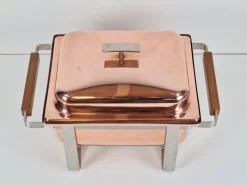 Pamono Vintage Copper-plated Stainless Steel Spring Chafing Dish, Switzerland, 1980s><noscript><img width=