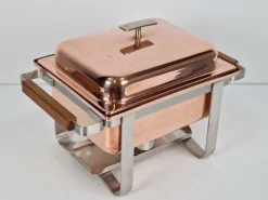 Pamono Vintage Copper-plated Stainless Steel Spring Chafing Dish, Switzerland, 1980s><noscript><img width=