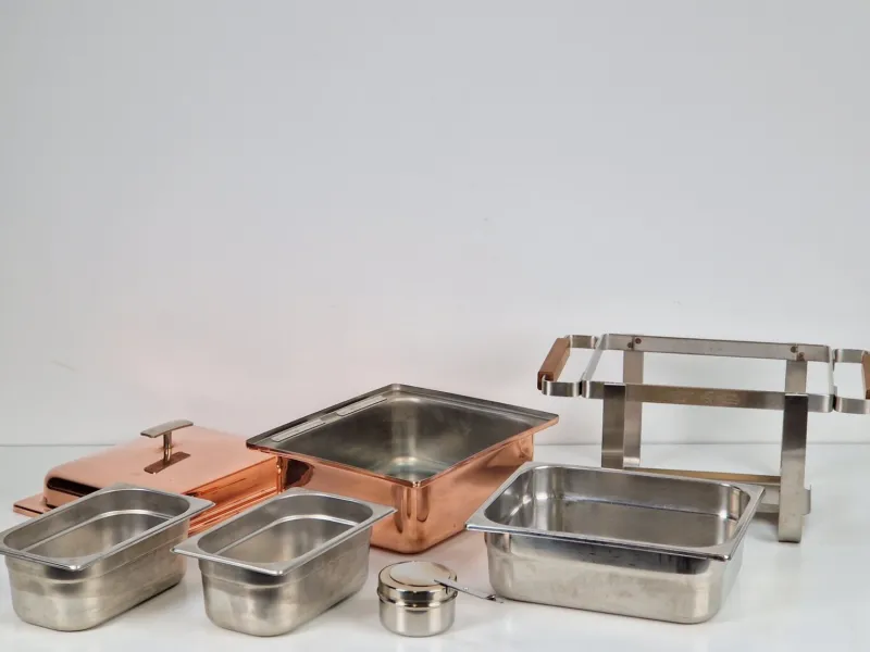 Pamono Vintage Copper-plated Stainless Steel Spring Chafing Dish, Switzerland, 1980s> Dinnerware Accessories