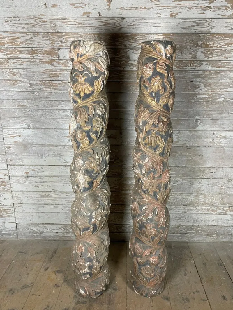 Pamono Vintage Corinthian Pillars with Capitals, Set of 2> Pedestals And Columns