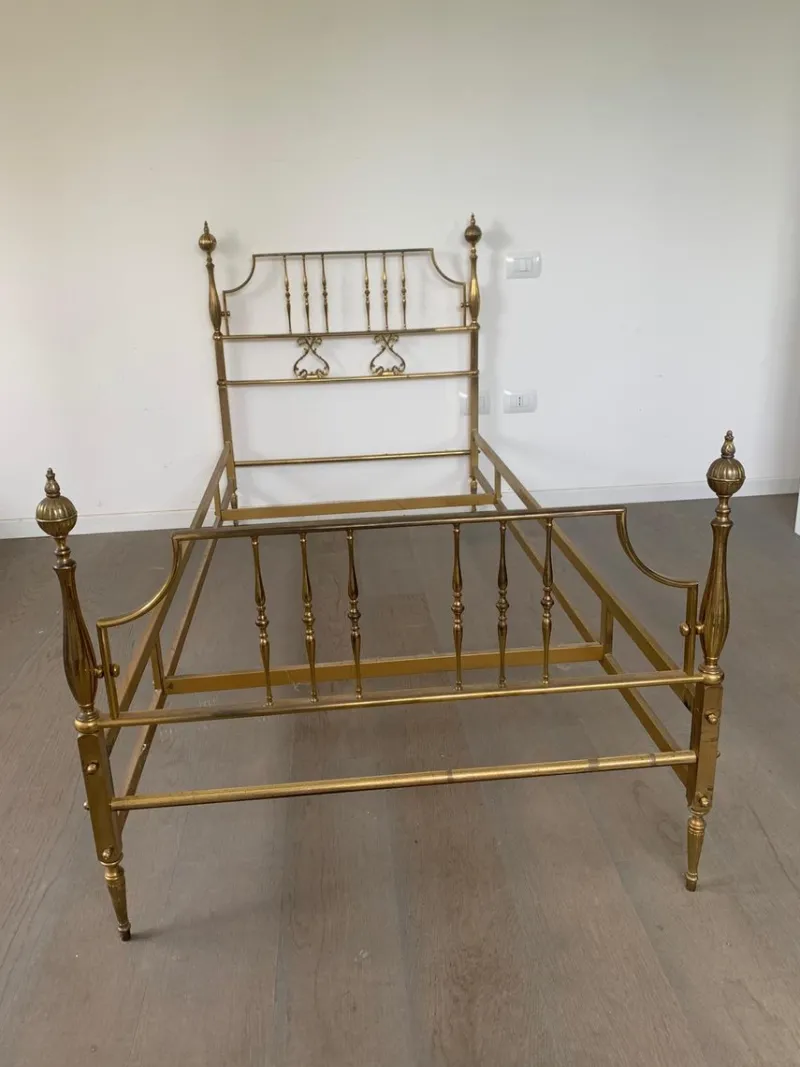 New Pamono Vintage Crafted Brass Bed Frame, 1950