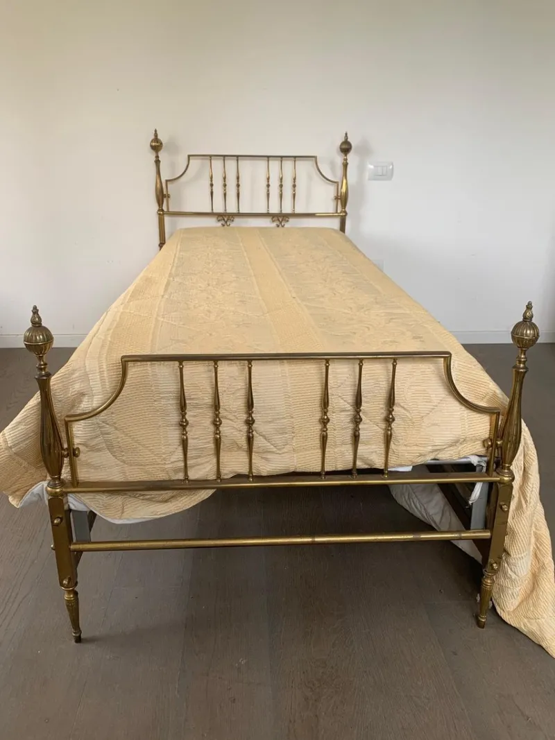 New Pamono Vintage Crafted Brass Bed Frame, 1950