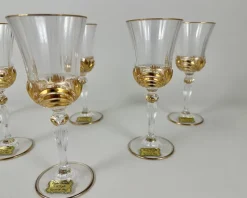 Pamono Vintage Cristal De Paris Gold Trimmed Crystal Wine Glasses, 1980s, Set of 6><noscript><img width=