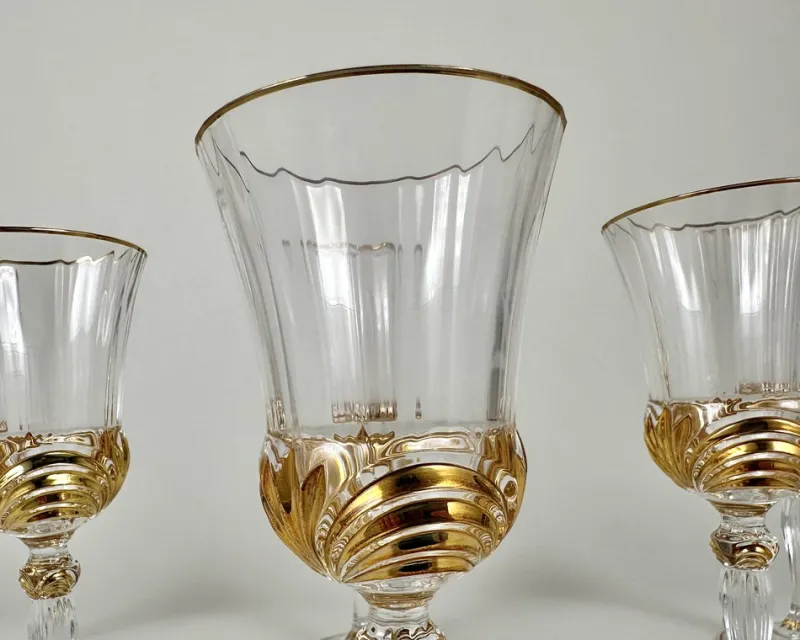 Pamono Vintage Cristal De Paris Gold Trimmed Crystal Wine Glasses, 1980s, Set of 6> Glassware