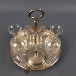 Pamono Vintage Crystal and Silver-Plated Metal Oil and Vinegar with Salt and Pepper Set, 1970s, Set of 5><noscript><img width=