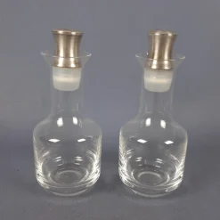 Pamono Vintage Crystal and Silver-Plated Metal Oil and Vinegar with Salt and Pepper Set, 1970s, Set of 5><noscript><img width=