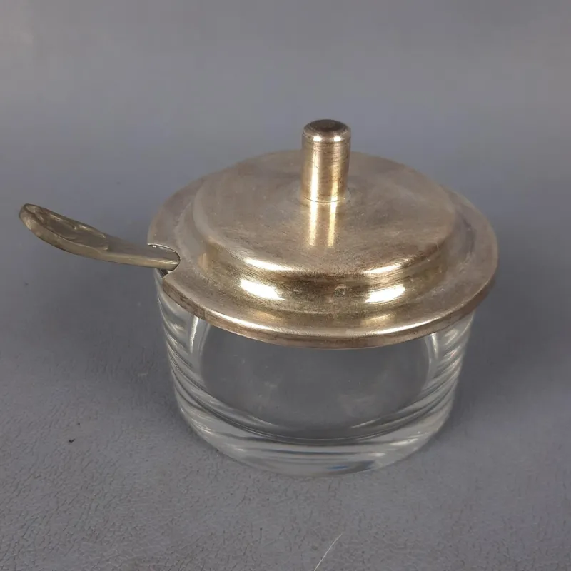 Pamono Vintage Crystal and Silver-Plated Metal Oil and Vinegar with Salt and Pepper Set, 1970s, Set of 5> Dinnerware Accessories
