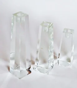 Best Pamono Vintage Crystal Glass Block Candlesticks from Rosenthal, 1980s, Set of 3